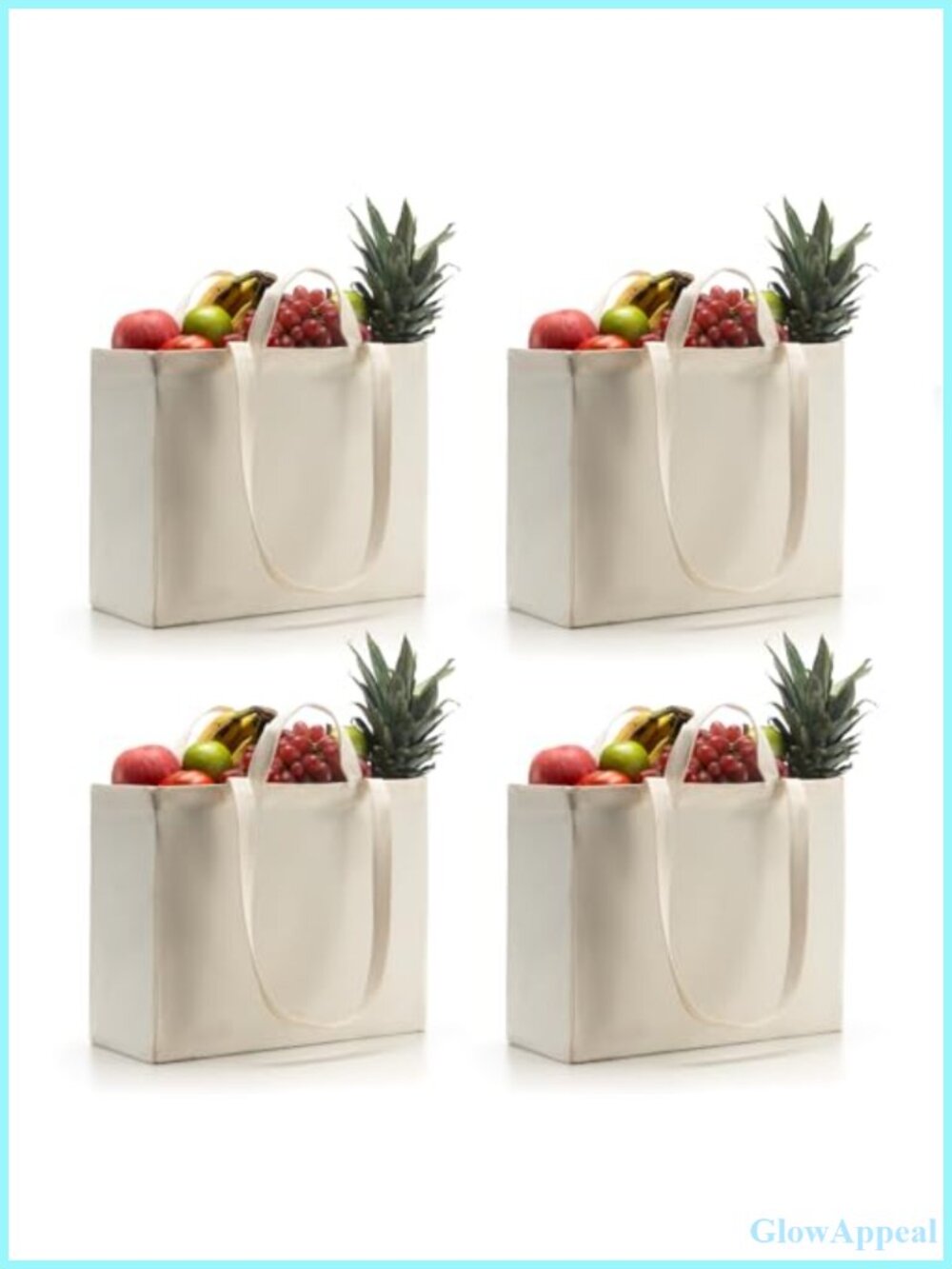 12oz Cotton Canvas Tote Bag Reusable Grocery Bag Dual Handles Washable Foldable
